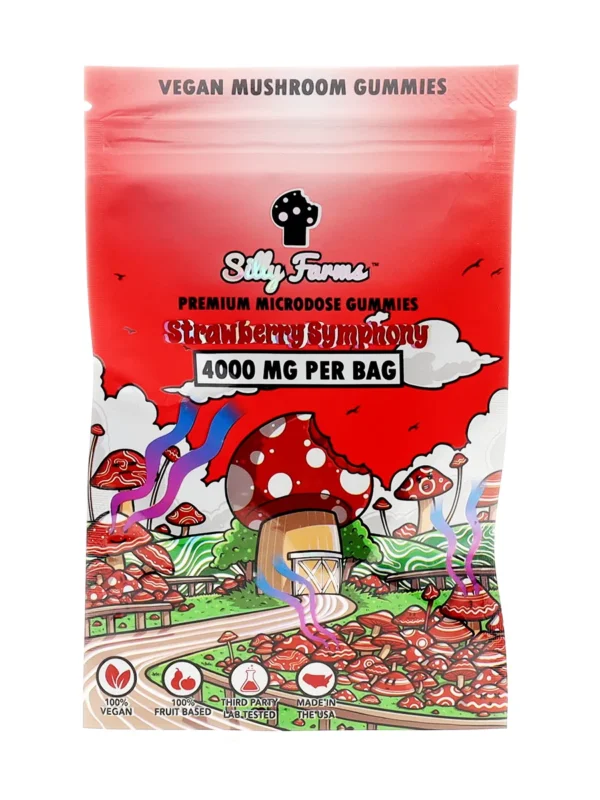 Strawberry-Symphony-Silly-Farms-Vegan-Mushroom-Gummies-4000MG.webp Strawberry Symphony Silly Farms Vegan Mushroom Gummies 4000MG
