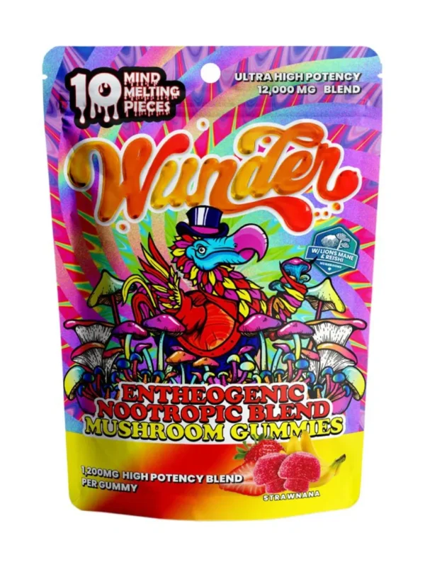 Strawnana.webp Strawnana Wunder High Potency Entheogenic Nootropic Blend Mushroom Gummies 12G