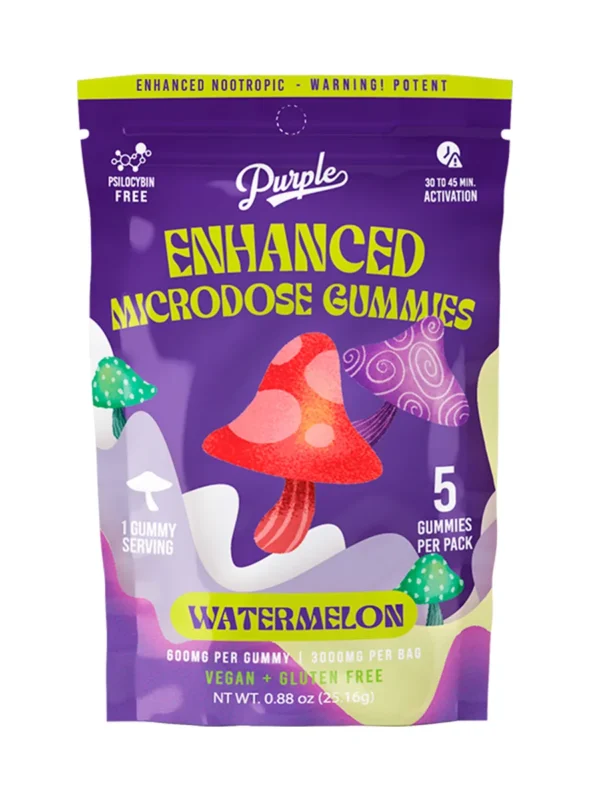 Watermelon-1.webp Watermelon Purple Organics Mushroom Enhanced Microdose Gummies 5ct