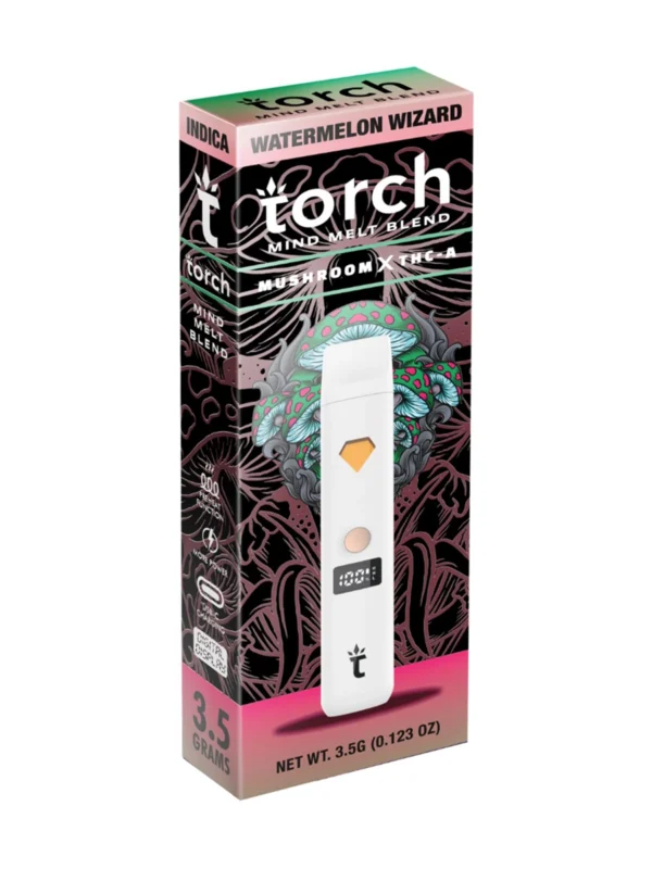 Watermelon-Wizard-Torch-Mind-Melt-Mushroom-x-THC-A-Blend-White-Series-Vape-3.5G.webp Watermelon Wizard Torch Mind Melt Mushroom x THC-A Blend White Series Vape 3.5G