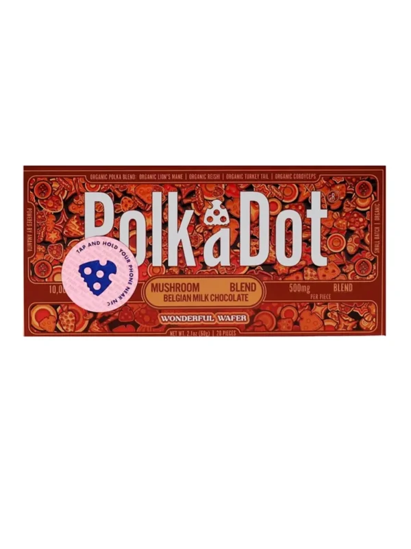 Wonderful-Wafer-PolkaDot-Shroom-Belgian-Chocolate.webp Wonderful Wafer PolkaDot Mushroom Belgian Chocolate 500mg