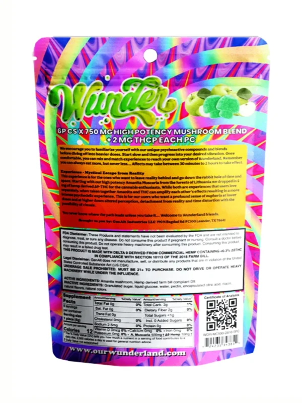 Wunder-Mushroom-Gummies-7500mg-Blend-20mg-THC-P-Back.webp Wunder Mushroom Gummies 7500mg Blend + 20mg THC-P