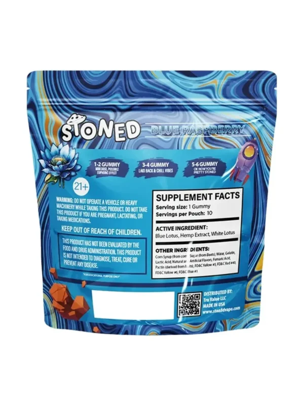 Blue Raspberry Stoned Blue Lotus + White Lotus Gummies 10000mg 10ct