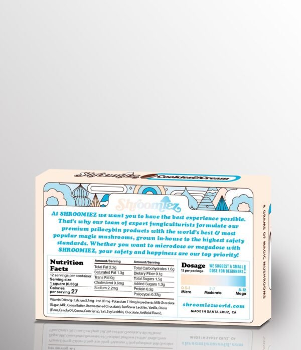 cookies-cream-back.jpg Shroomiez Cookies & Cream Milk Chocolate Bar
