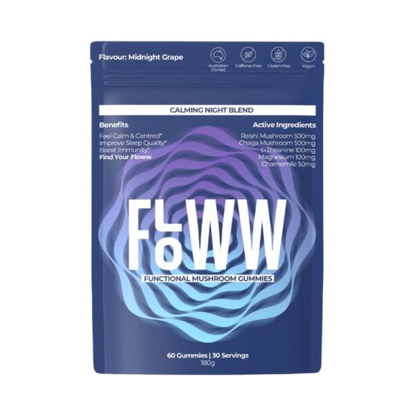 floww-Reishi-Chaga-Mushroom-Gummies.jpg Floww Reishi & Chaga Mushroom Gummies – Calming Night Blend