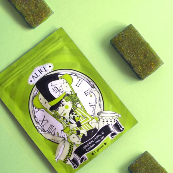 mad-hatter-high-2-1.jpg Alice-Green Apple Mushroom Gummies 100mg