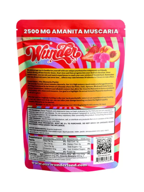 Strawberry Nectarine Wunder Amanita Muscaria Mushroom + Kava Gummies 2500mg